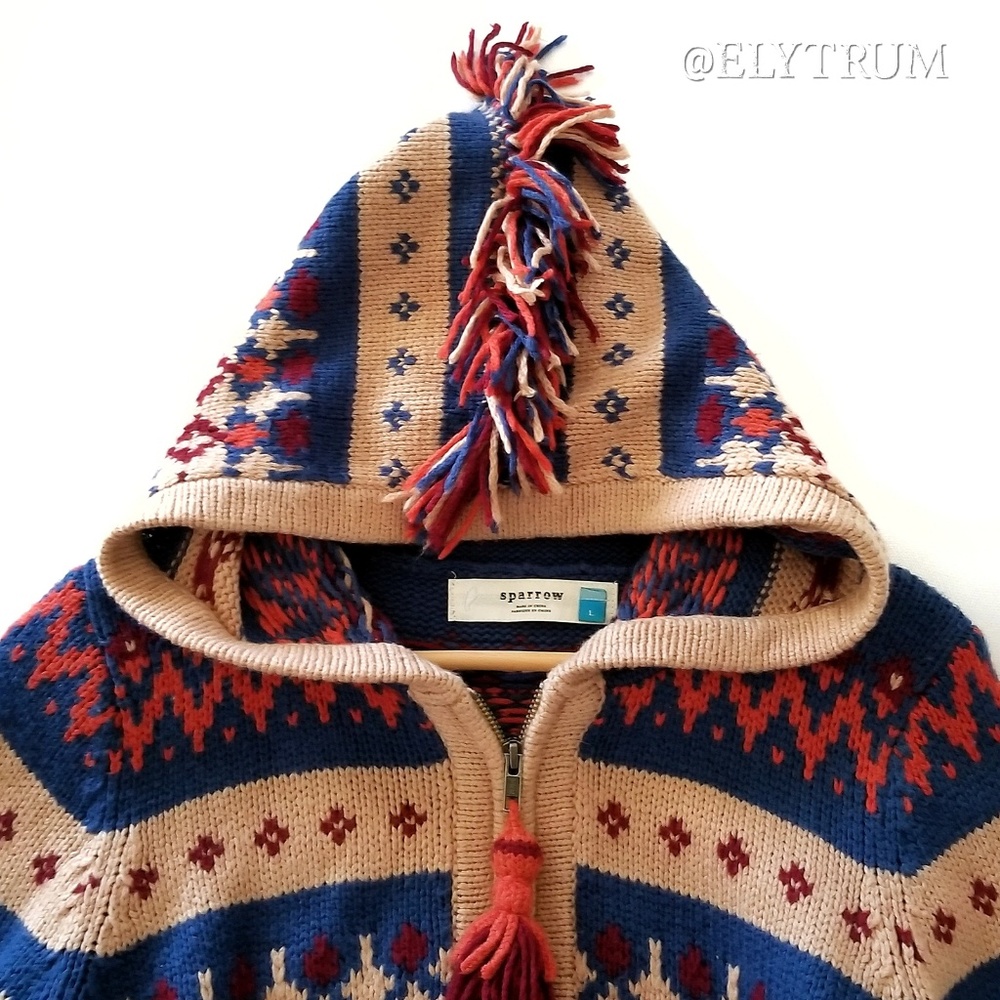 Anthropologie Sparrow Fairisle fringe hood jacket - Picture 4 of 8